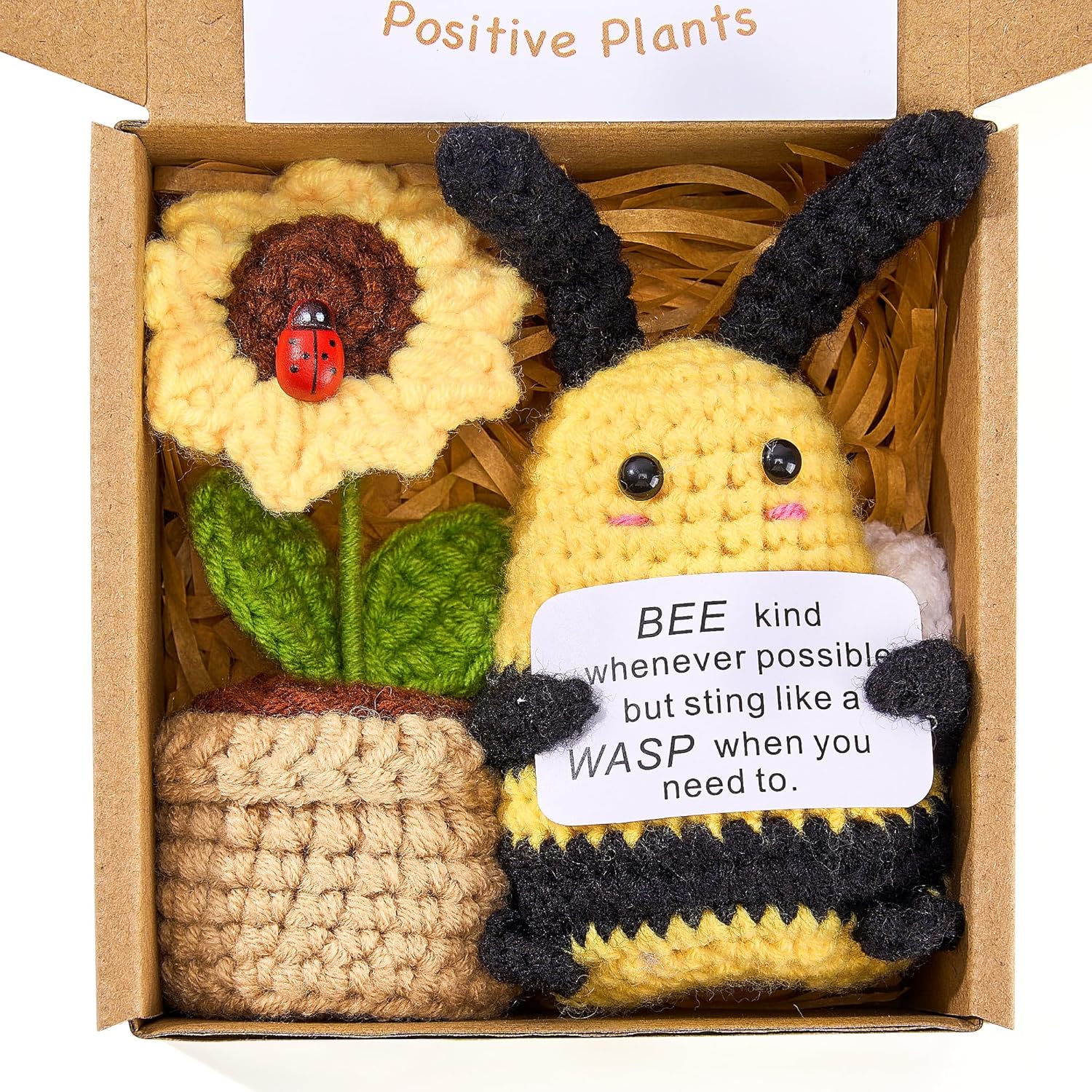 Home Textiles Europe - カードとひまわりの鍋が付いた蜂の人形,クリスマスプレゼント,室内装飾,楽しい