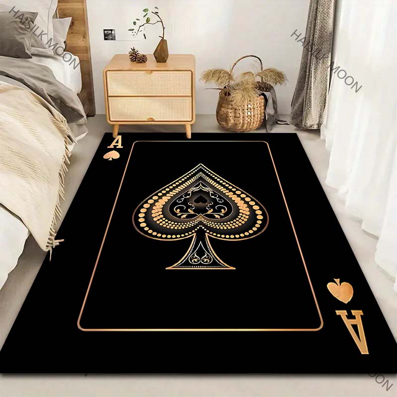 Luxury Home Textiles Usa - 6種類の黒のトランプ「スペードのエース」柄のカーペット、リビングルーム、寝室、ソファ、家の装飾用、滑り止めフロアマット、高級ギフト