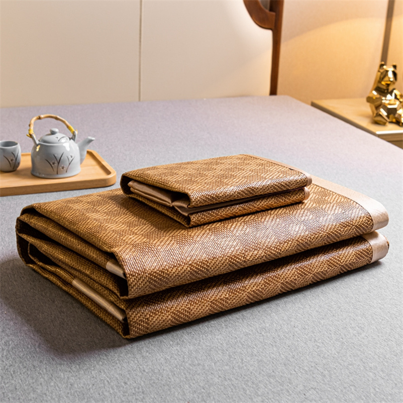 Silk Sheet Set - 冷却マット 竹製 サマーマットと枕カバー 裸寝マットレスカバー 耐久性のある滑り止め アイスシルク