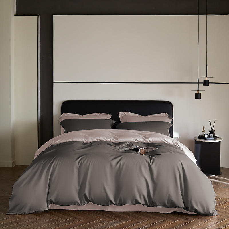 Home Textiles Premium - リバーシブルサテンプレミアム寝具セットシルキーソフト長繊維綿シングルダブルスーパーキング布団カバーシーツ枕カバー