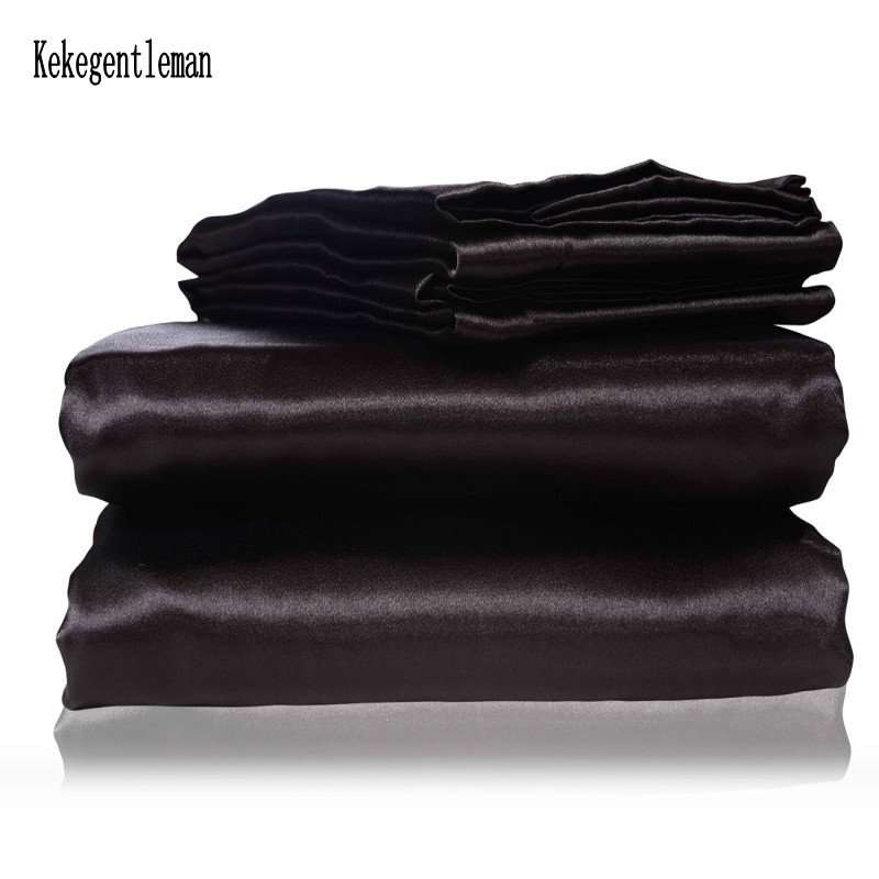 Silk Sheet Set - サテンの寝具セット,枕カバー付きの黒い寝具セット,掛け布団カバー,豪華な寝具,クイーンとキングサイズ