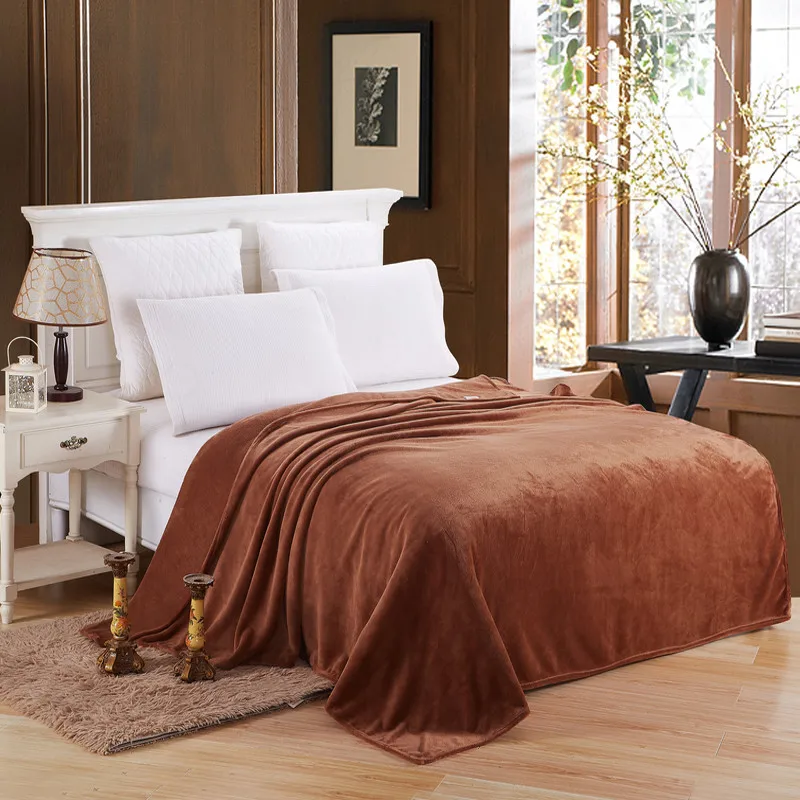 ホームテキスタイルソフト固体毛布フリースフランネルブランケッ - Bed Sheet Microfiber のレビューと価格