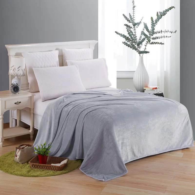 ホームテキスタイルソフト固体毛布フリースフランネルブランケッ - Bed Sheet Microfiber のレビューと価格