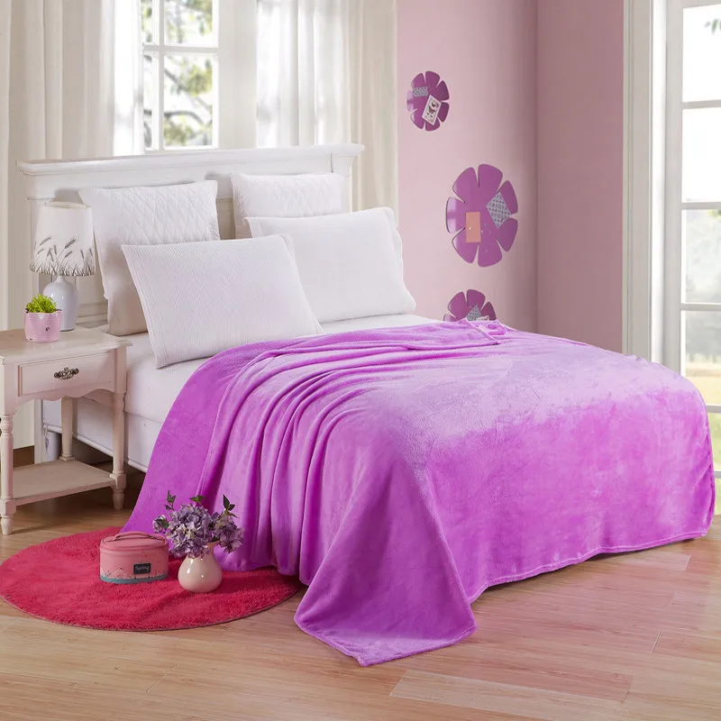 ホームテキスタイルソフト固体毛布フリースフランネルブランケッ - Bed Sheet Microfiber のレビューと価格