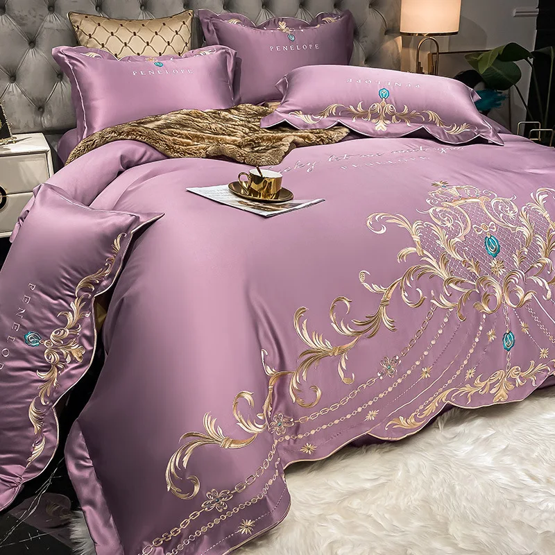 ヨーロピアンスタイルのベッドシーツ4点セット 100%コット - Silk Sheet Set のレビューと価格