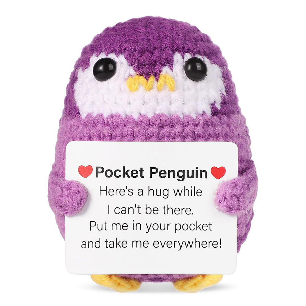 手作りポジティブエネルギーペンギン人形カード付き家の装飾ニッ - Home Textiles Europe のレビューと価格