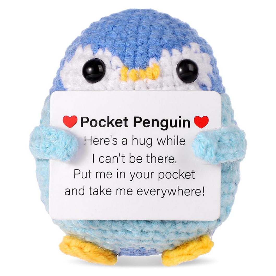手作りポジティブエネルギーペンギン人形カード付き家の装飾ニッ - Home Textiles Europe のレビューと価格