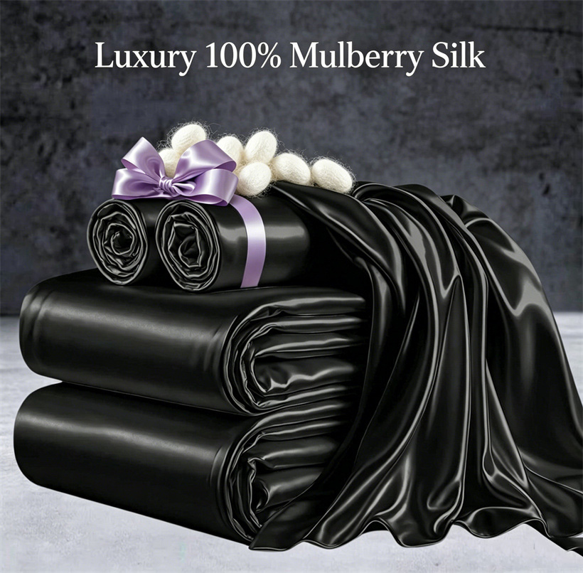 滑らかな100％桑絹寝具セット、羽毛布団カバー、ベッドシーツ - Silk Sheet Set のレビューと価格