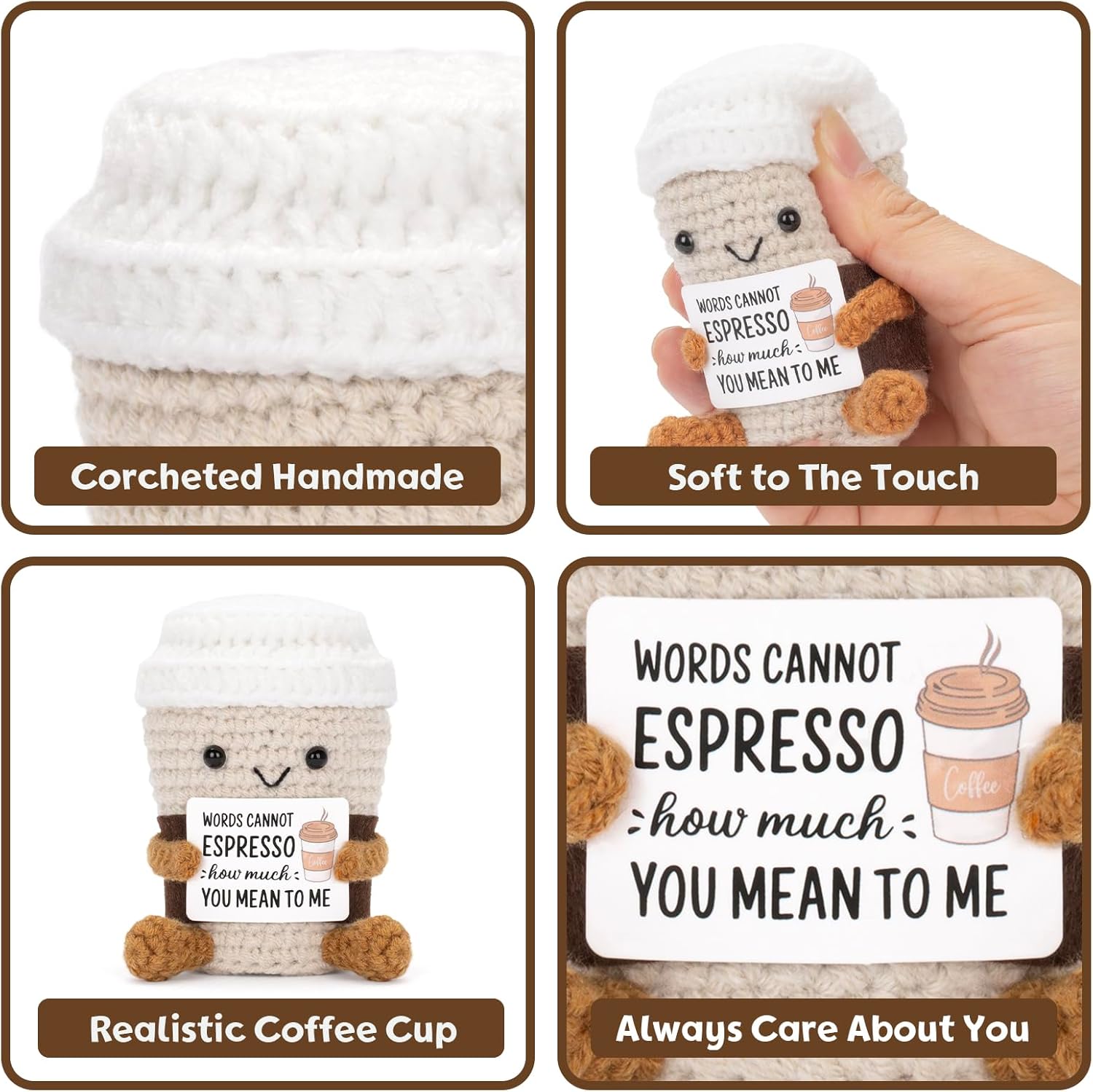 面白いかぎ針編み感情的なサポートコーヒー人形カードデスクトッ - Home Textiles Europe のレビューと価格