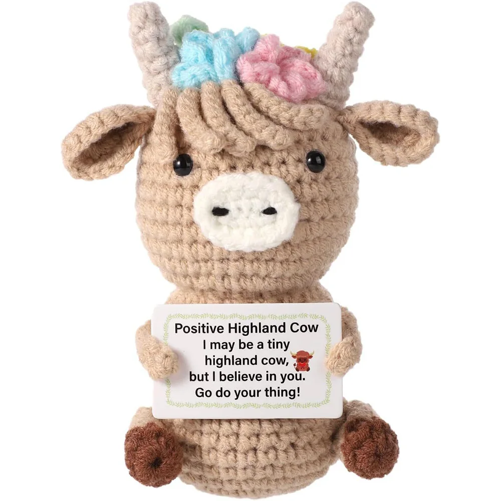 かぎ針編みの感情的な牛のぬいぐるみデコレーションデスクアクセ - Home Textiles Europe のレビューと価格