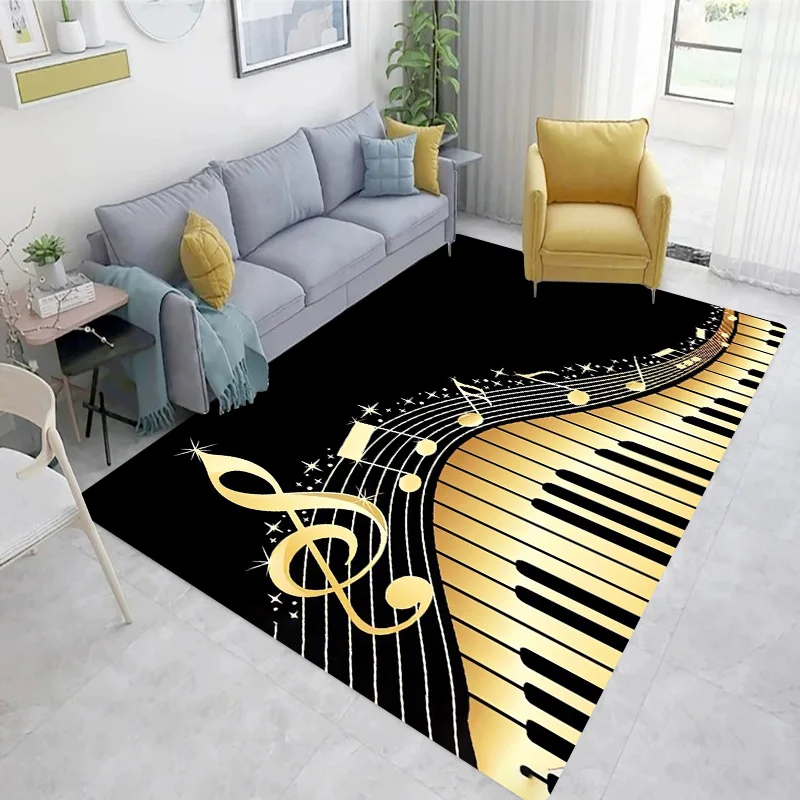 ピアノ白黒鍵盤楽譜ノートカーペットドラムスタンドフロアマット - Home Textiles Notes のレビューと価格
