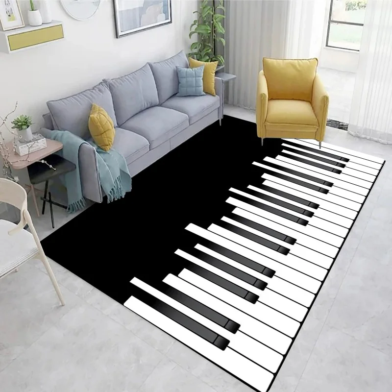 ピアノ白黒鍵盤楽譜ノートカーペットドラムスタンドフロアマット - Home Textiles Notes のレビューと価格