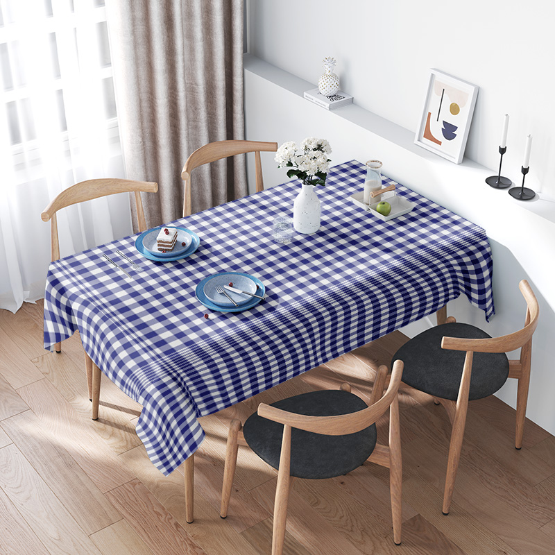 クラシックチェック柄テーブルクロス - プレミアム品質のブル - Home Textiles Premium のレビューと価格