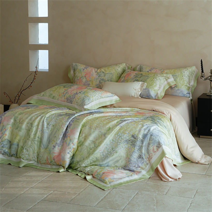 高級 100% 桑シルク寝具セット 4 個花柄プリント布団カ - Silk Sheet Set のレビューと価格