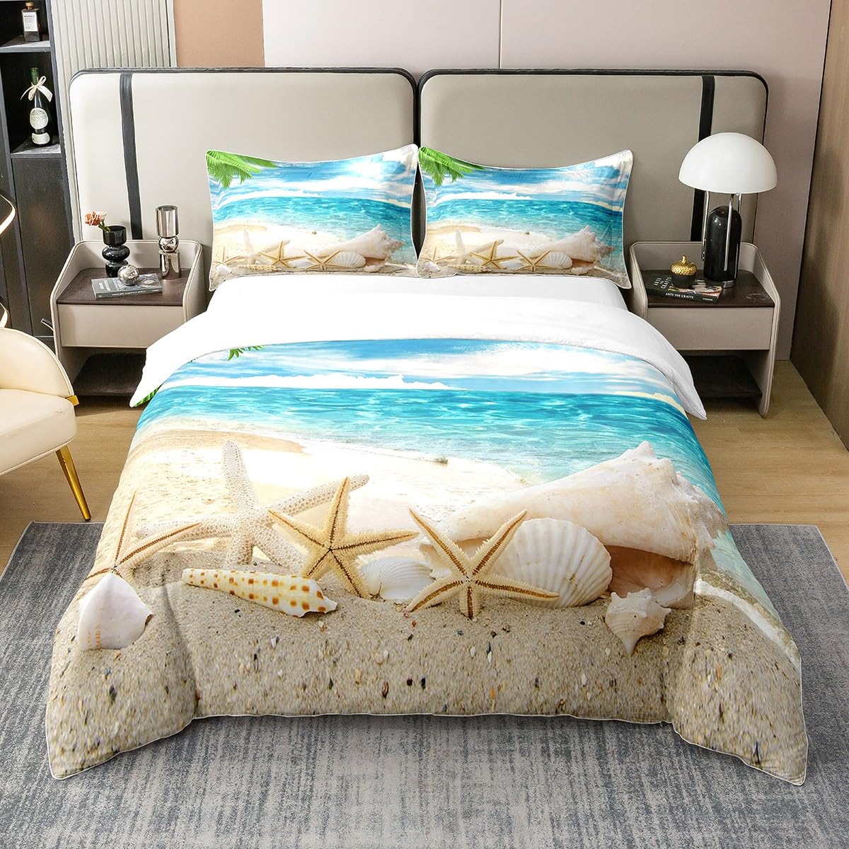 ビーチ掛け布団カバー、海岸布団カバークイーン、ティーンガール - Bed Sheet Microfiber のレビューと価格
