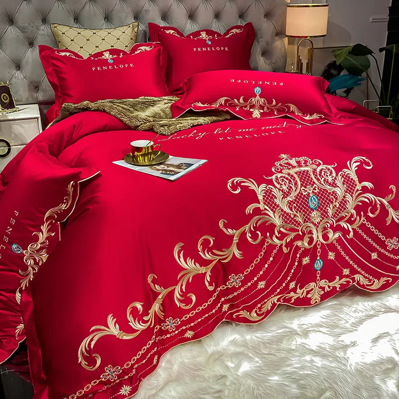 ヨーロピアンスタイルベッドシーツ4点セット 100%コットン - Silk Sheet Set のレビューと価格