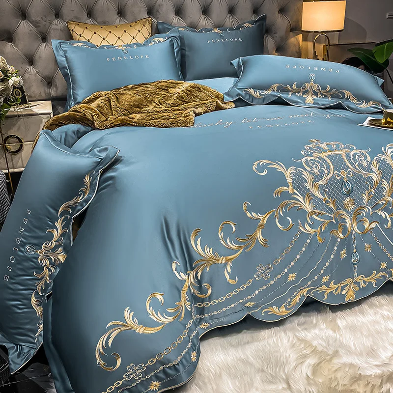 ヨーロピアンスタイルベッドシーツ4点セット 100%コットン - Silk Sheet Set のレビューと価格