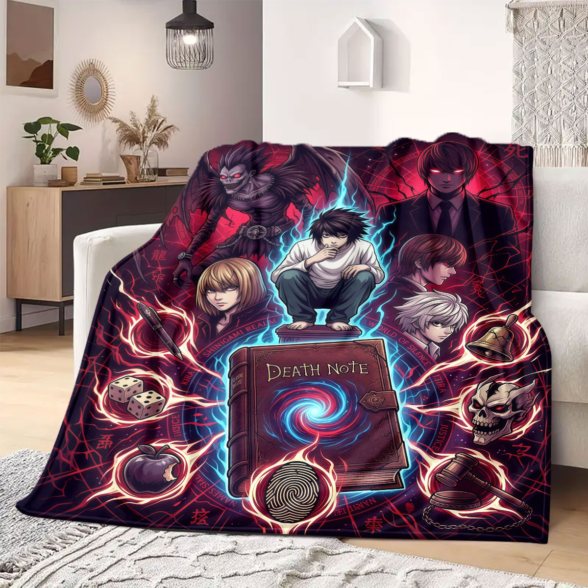デスノート ラディアントプリントフランネルブランケット、アニ - Home Textiles Notes のレビューと価格