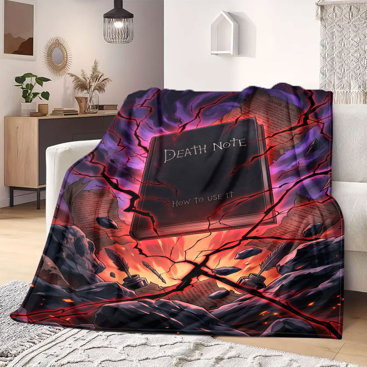 デスノート ラディアントプリントフランネルブランケット、アニ - Home Textiles Notes のレビューと価格