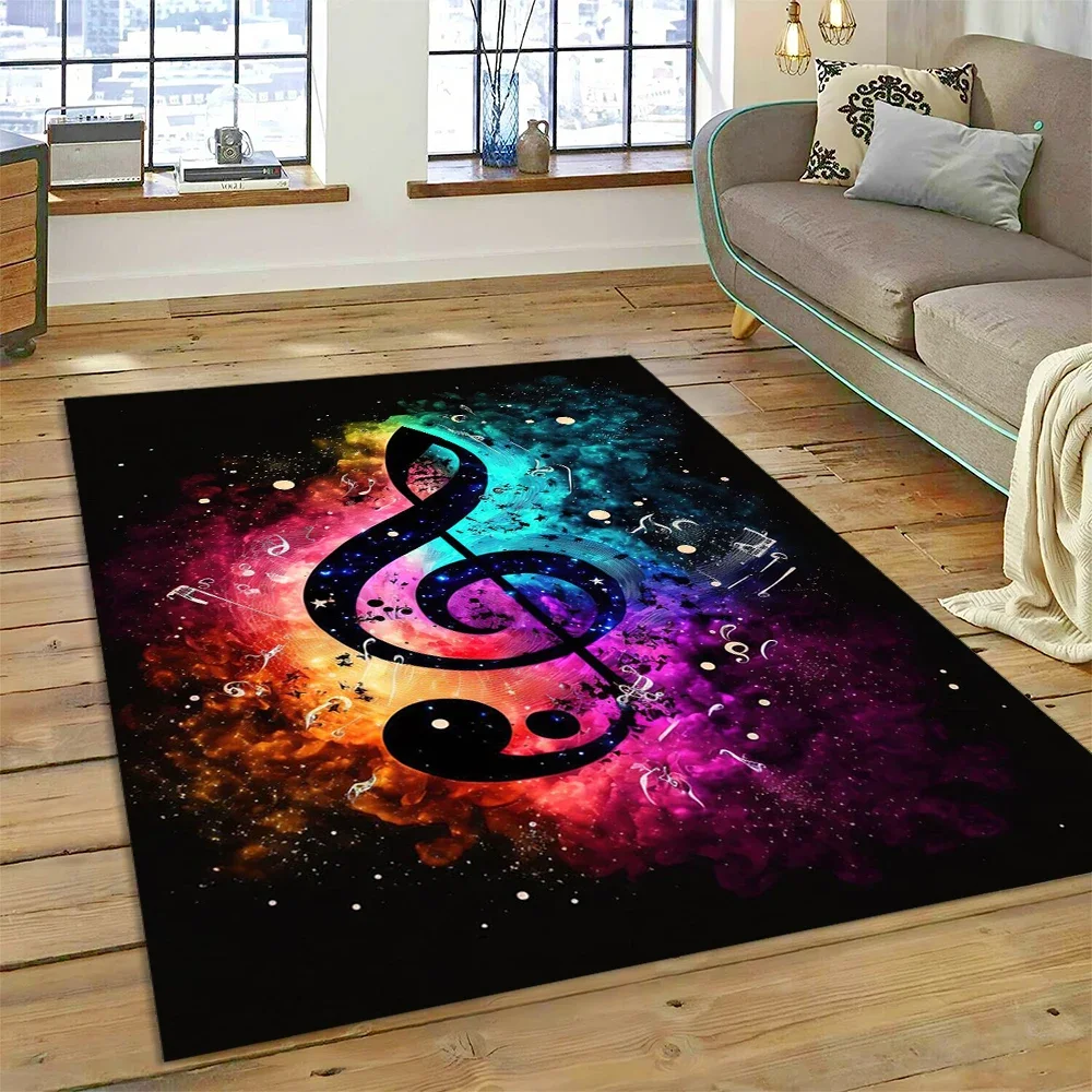 カラフルな音符音楽スコア漫画カーペットラグホームリビングルー - Home Textiles Notes のレビューと価格