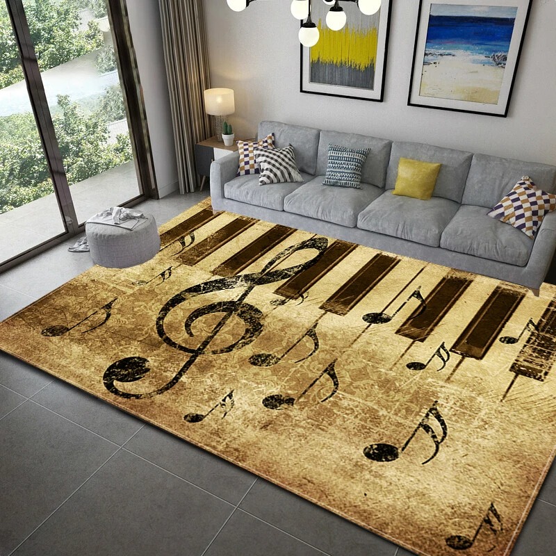 ピアノノート-音楽テーマのカーペット,家の装飾,寝室,リビン - Home Textiles Notes のレビューと価格