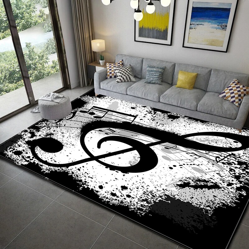 ピアノノート-音楽テーマのカーペット,家の装飾,寝室,リビン - Home Textiles Notes のレビューと価格