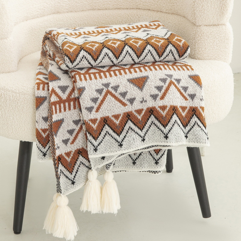 ボヘミアンスタイルプリントニットブランケット高級肌に優しいシ - Home Textiles Europe のレビューと価格
