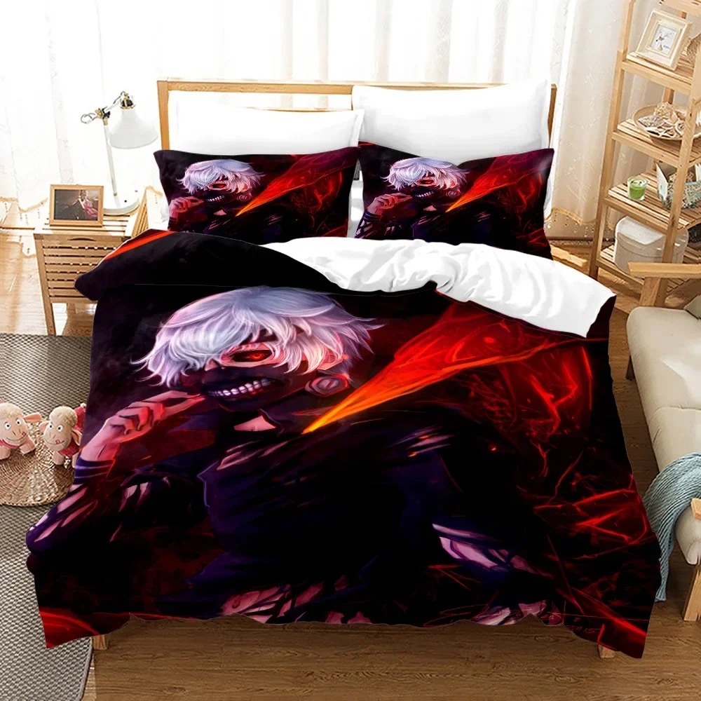 東京グールカネキケン布団カバーセット漫画寝具セットシート子供 - Bed Sheet Microfiber のレビューと価格