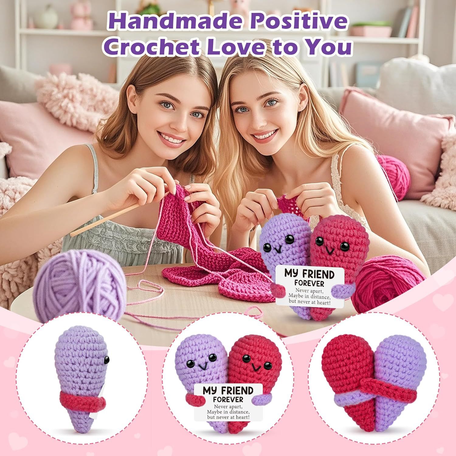 かわいいかぎ針編み感情サポートハートハグ人形デスクトップ装飾 - Home Textiles Europe のレビューと価格
