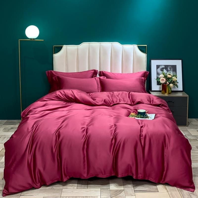 Eucalyptus-緑の掛け布団カバー,ベッドシーツ,枕カ - Silk Sheet Set のレビューと価格