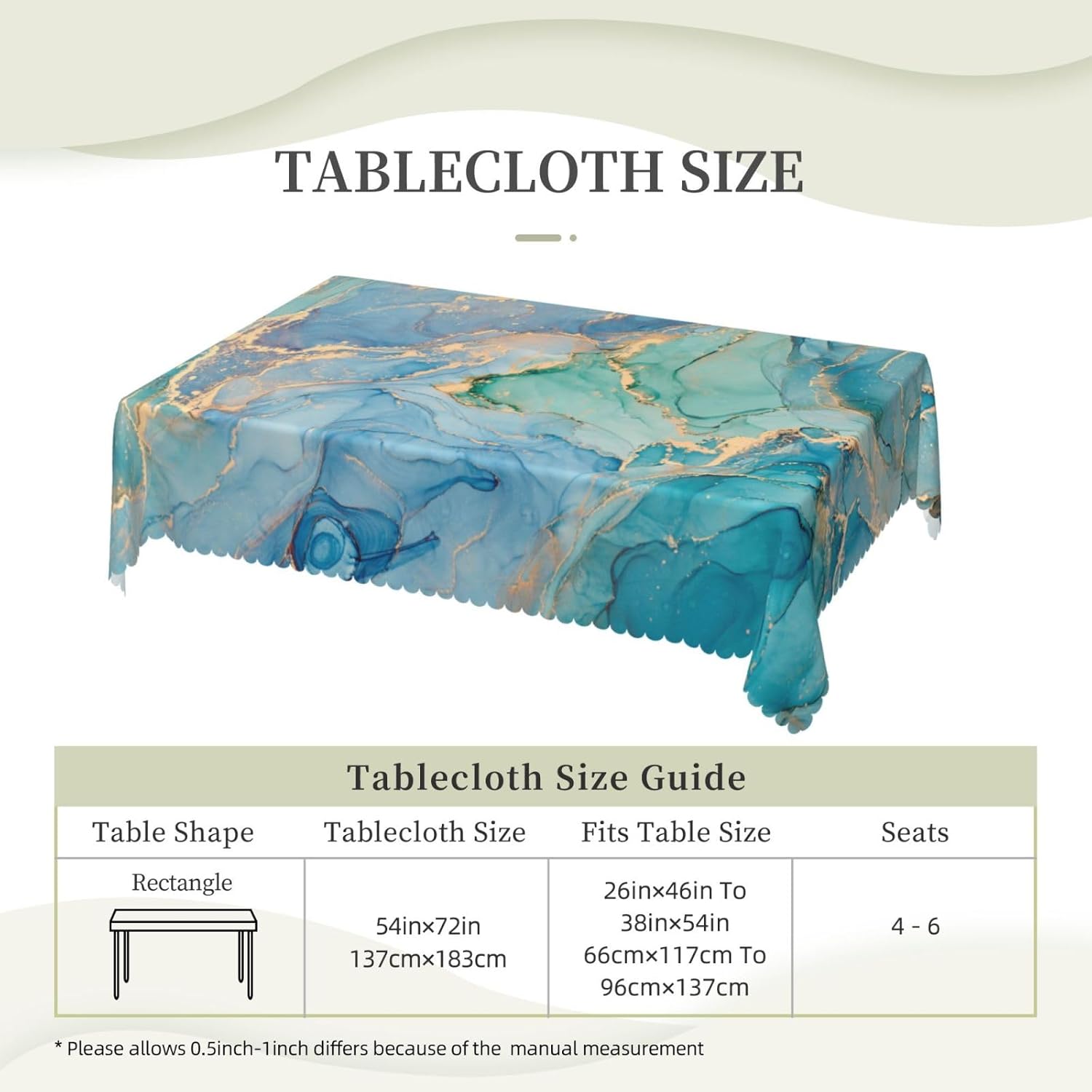高級ティールマーブルフロイドテーブルクロス、プレミアムターコ - Home Textiles Premium のレビューと価格