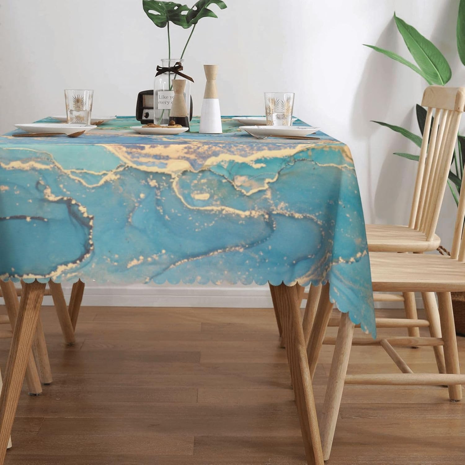 高級ティールマーブルフロイドテーブルクロス、プレミアムターコ - Home Textiles Premium のレビューと価格