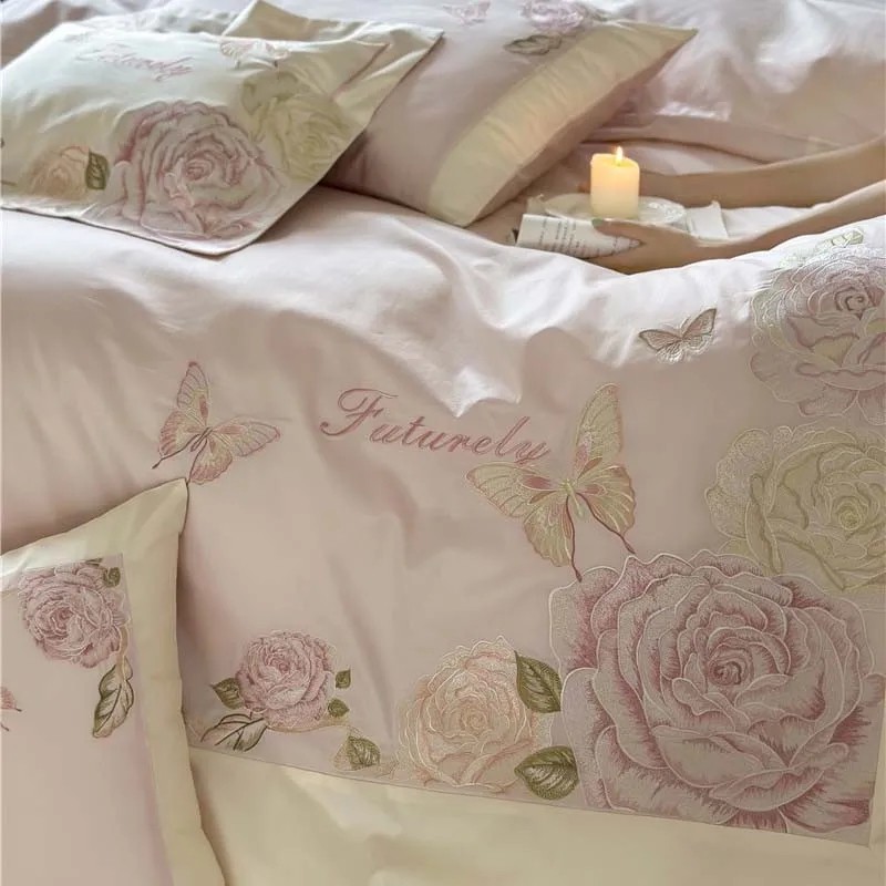 プレミアムegyptianコットン寝具セット,花の刺embr - Home Textiles Premium のレビューと価格