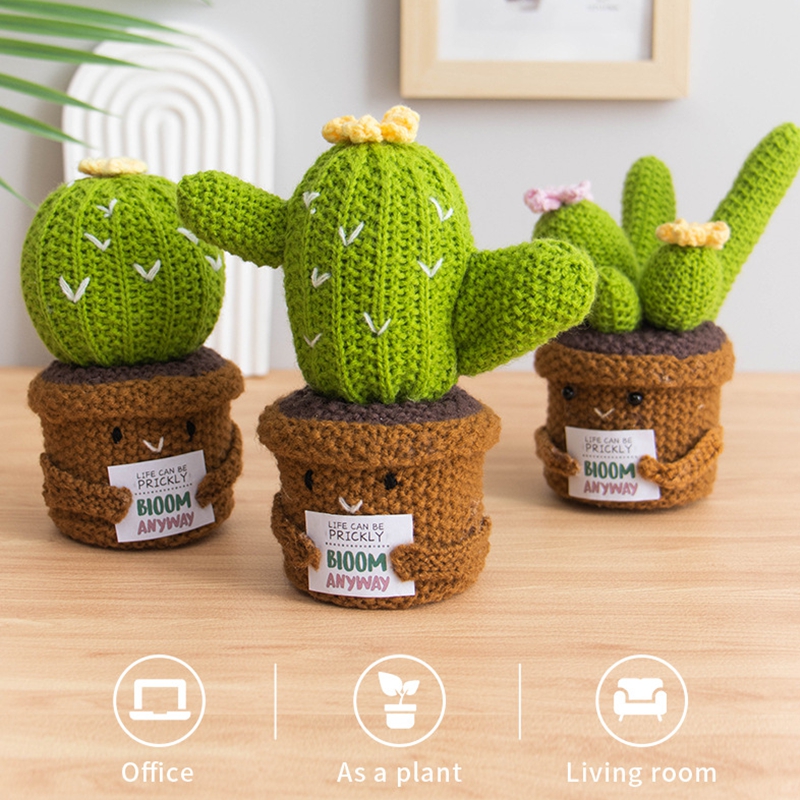 手作りのクロシェ編み感情サポートサボテンひまわりデスクトップ - Home Textiles Europe のレビューと価格